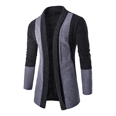 blue gray Новое поступление, Мужской Повседневный свитер, мужское зимнее пальто, в стиле пэчворк, цветной, модный, veste longue homme, сшитый кардиган - Цвет: blue gray