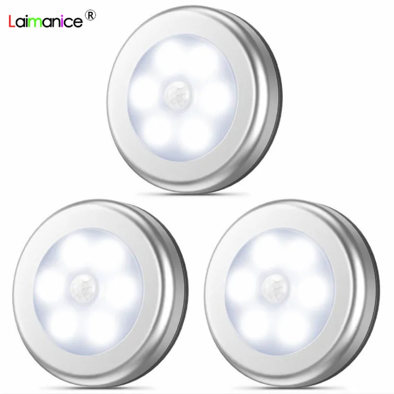 Ночник с 6 светодиодами и круглыми датчиками настенный светильник пассивным ИК