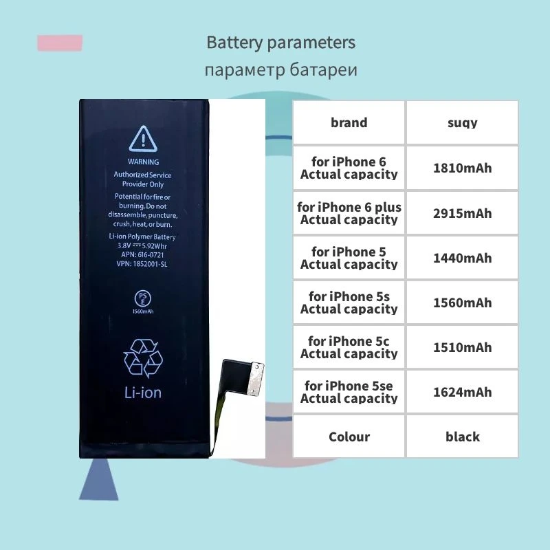 suqy original 0 cycle for iphone 5 battery for iphone battery 6 for apple iphone 5 5s 5c se 6 plus bateria mobile phone batterie free global shipping