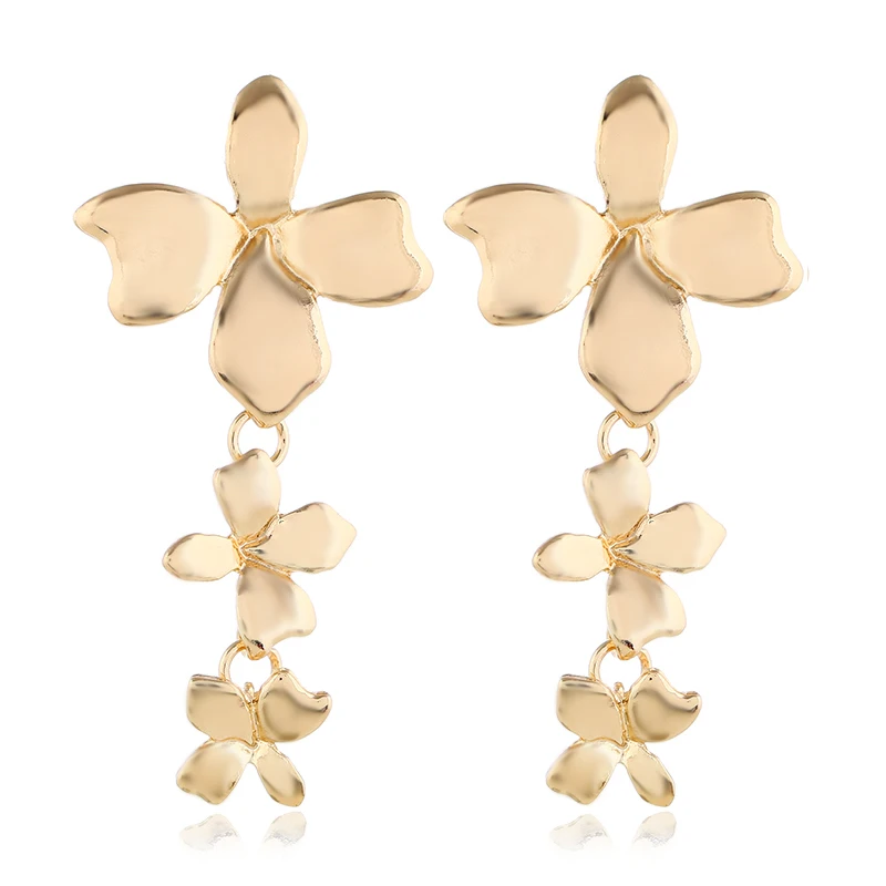 Серьги-подвески женские геометрические винтажные золотого цвета | Украшения и