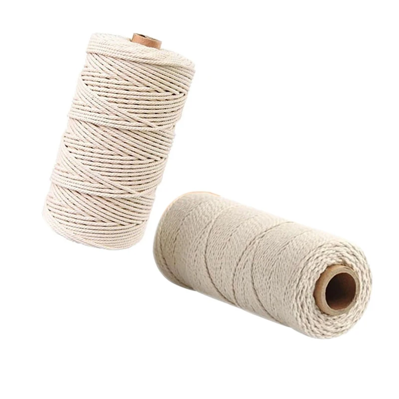 

2 Packs m 200M Natural Cotton Thread Cotton Rope Tapestry Weaving Thread DIY Hand-Woven Rope Cotton Thread Cotton Rope