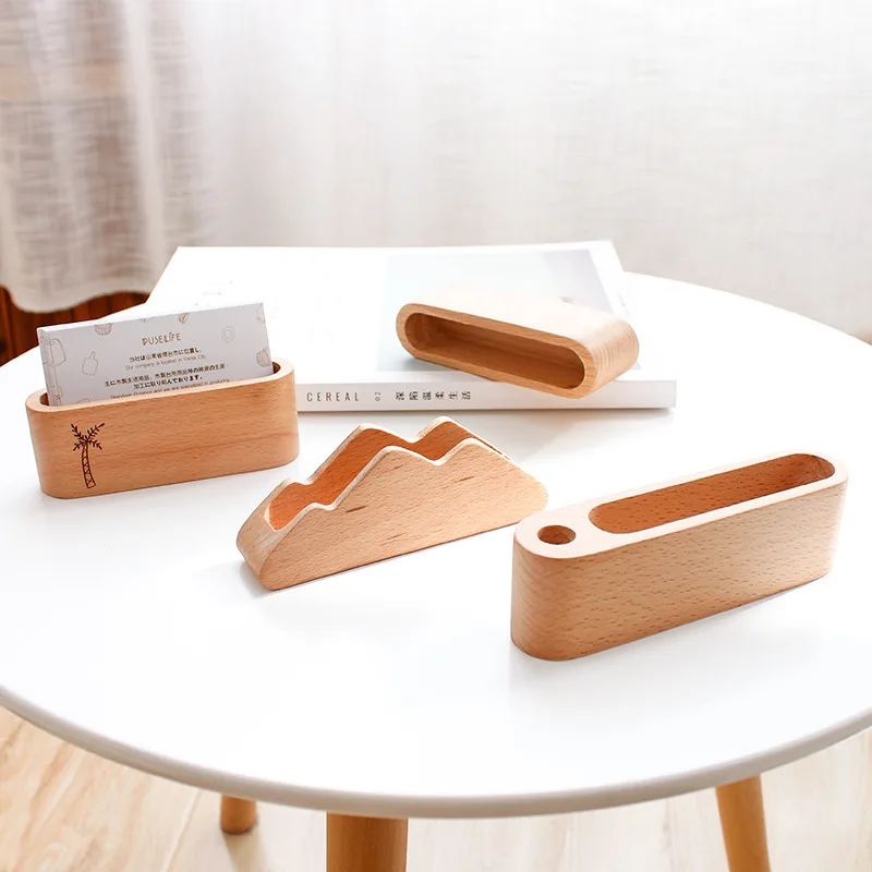 

Wooden Business Card Holder Cards Case for Desk Desktop Name Card Stand Office Tables Organizer Filing Storage Display Holders