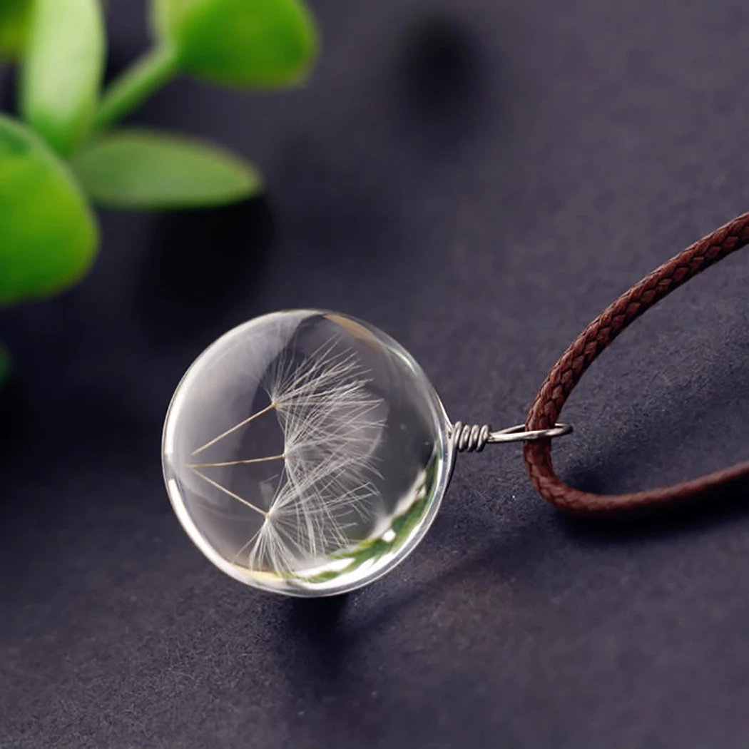 Женское Ожерелье Одуванчик стеклянный шар подвеска ожерелье Очаровательная