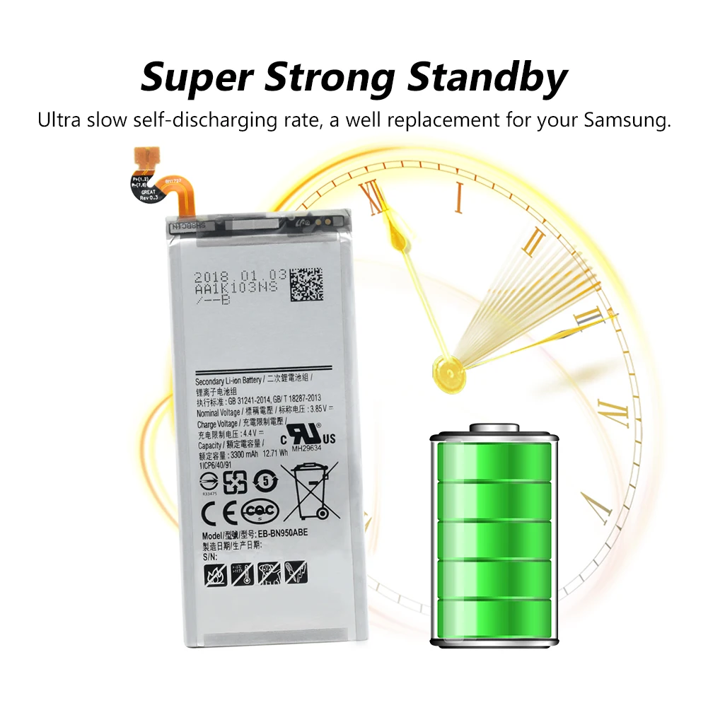 3 85 V 3300 мА/ч EB BN950ABE Замена батарея для телефона Samsung Galaxy Note 8 N9500 N9508 N950FD N950U N950W SM N950D