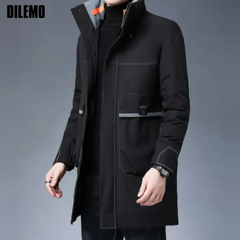 Top Grade Winter 2022 Brand Casual Fashion Down Jacket Men Long Parka Heavy Thick Warm Windbreaker Jacket Coats Mens Clothes