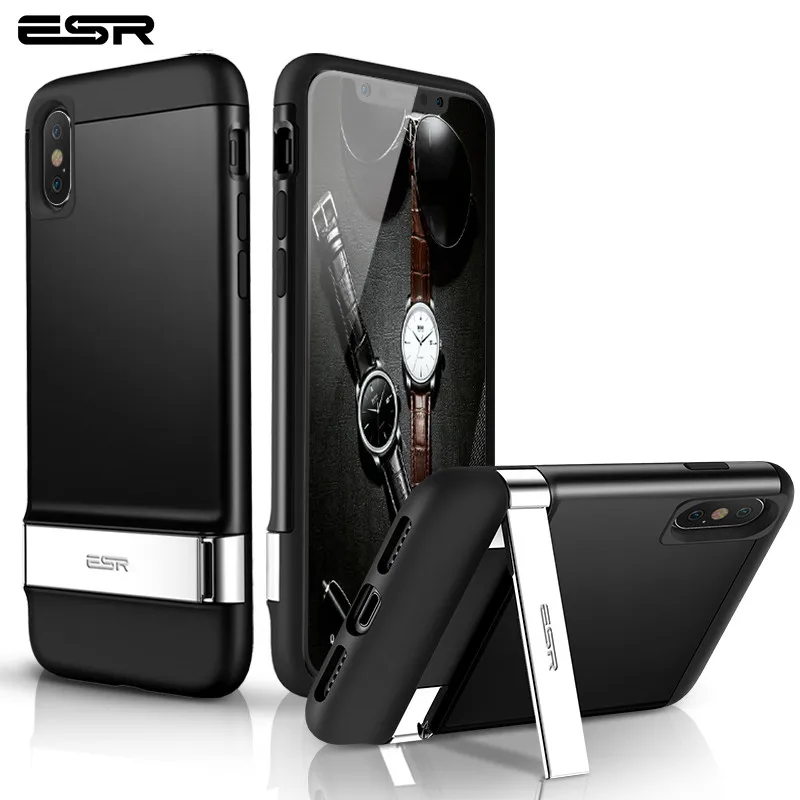 Чехол для iPhone X ESR, металлический чехол с подставкой, вертикальная и горизонтальная подставка, Жесткий Чехол-бампер из поликарбоната для iPhone 7, 8 Plus, Fundas Coque