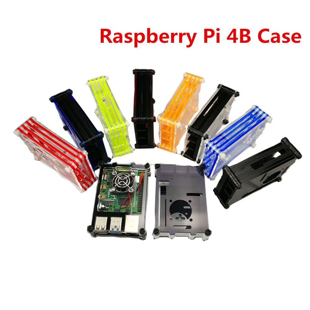 Акриловый чехол для Raspberry Pi 4 9 слойный корпус с охлаждающим вентилятором цветной
