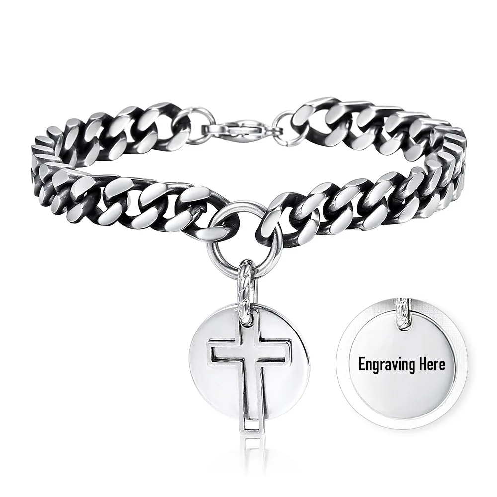 Мужской браслет из нержавеющей стали Davieslee Круглый с подвесками 8 мм LDB263 |