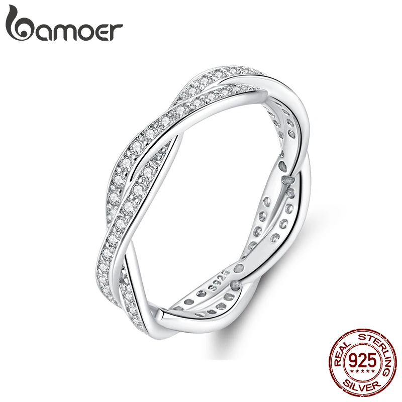 Женское кольцо с цирконием Bamoer модное классическое серебряное в