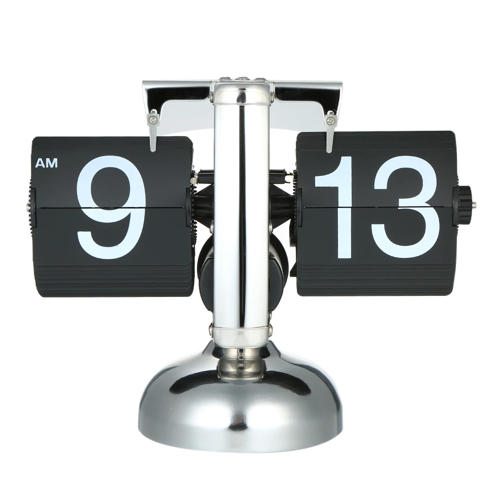 

Retro Scale Table Clock Retro Flip Over Clock Stainless Steel Flip Internal Gear Operated Quartz Office Decor Electric Clocks
