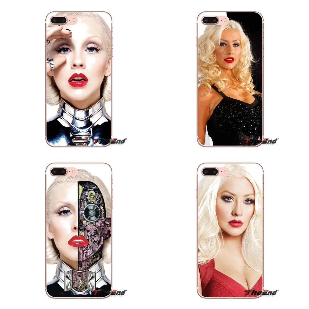 Кристина Агилера в виде красных губ коллаж силиконовый чехол для Samsung Galaxy J1 J2 J3 J5 J7