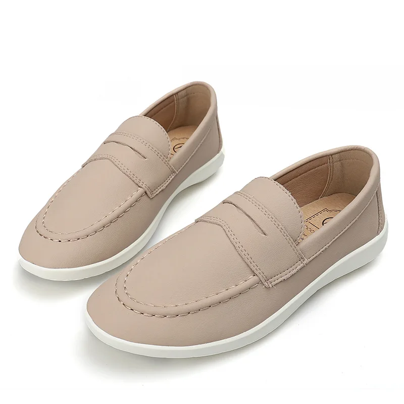 

Leather Ladies Loafers 2021 Spring British Style Loafers Casual and Comfortable All-match Leather Ladies Flat-bottom Lazy Shoes