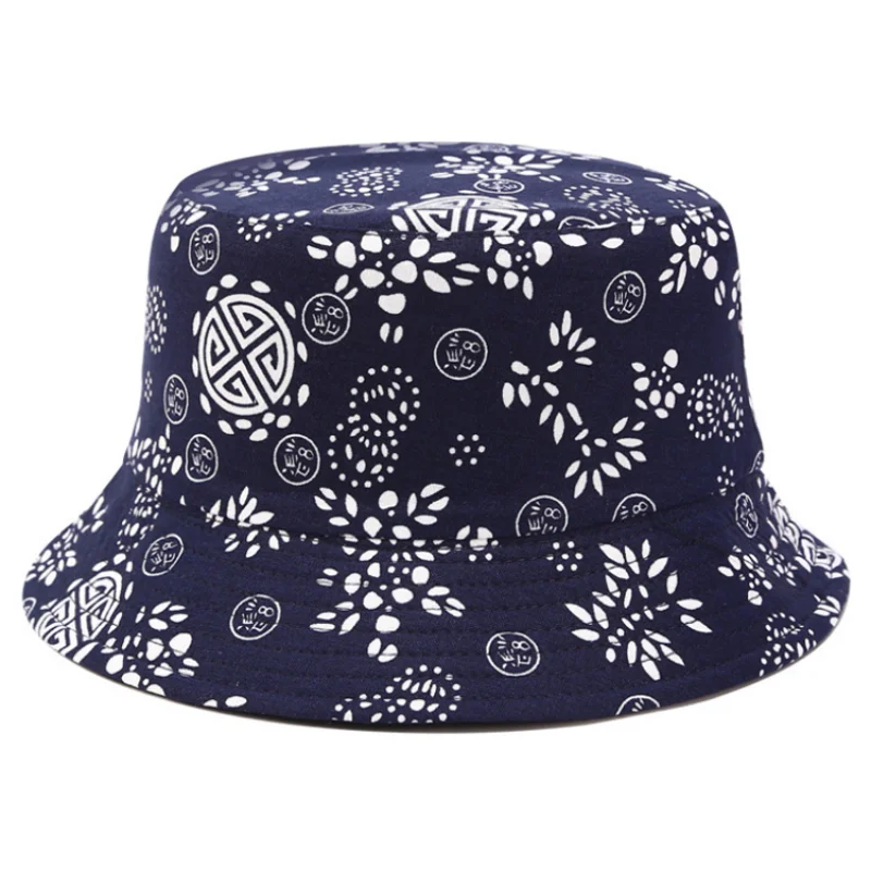 

Small Floral Ethnic Style Blue Bucket Hat Black Wholesale Customization High-quality Fisherman Hat 1 buyer