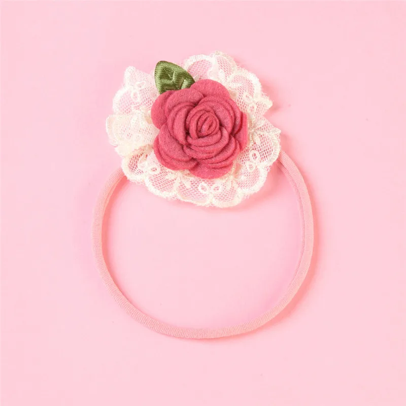 

1 PCS Lace Rose Flower Headbands For Girls Elastic Nylon Headband Hairwear Soft Head Band Ornaments Children Hair Accessories