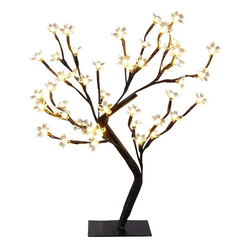 

Switch control Tree Bright 24-48 led Cherry Blossom Desk Top Bonsai Tree Light Black Branches Festival Home Party Wedding Indoor