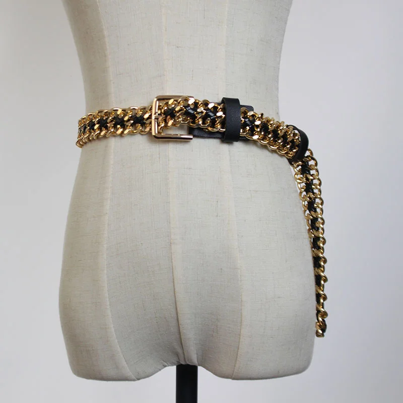 

Spring New Style Gold Thick Silver Chain Waist Legal Belt European And American Fashion Women's Luxury Belt