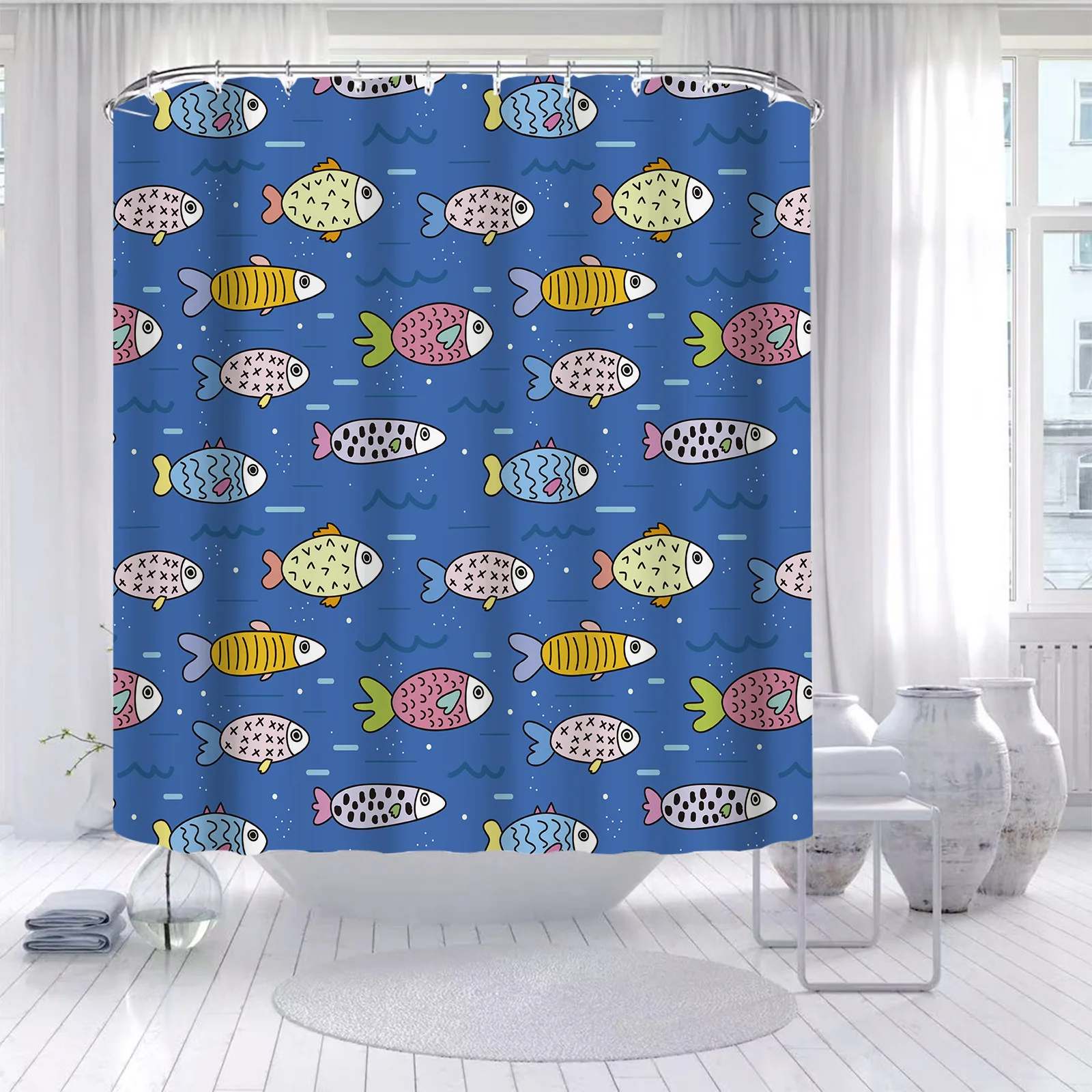 

YOOLOV 2022 Scenery Waterproof Shower Curtain Modern Plants Printed Bath Scenic Floral Bathroom Decoration Trendy Flower
