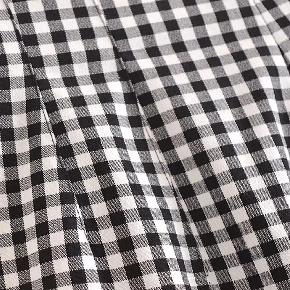 Брюки женские клетчатые с завышенной талией летние | Женская одежда