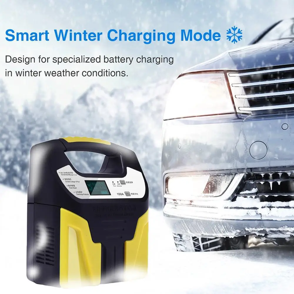 12V 24V Car Lead Acid Battery Chargers Auto Motorcycle Truck Smart Fast Charger Fully Automatic LCD Charge | Автомобили и