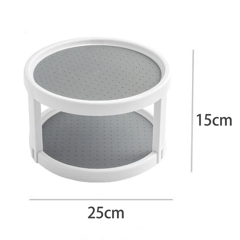 

Home Closet Organizer Storage Shelf for Kitchen Rack with 360 Rotation Double Layer Storage Rack Pantry Turntable 25cm