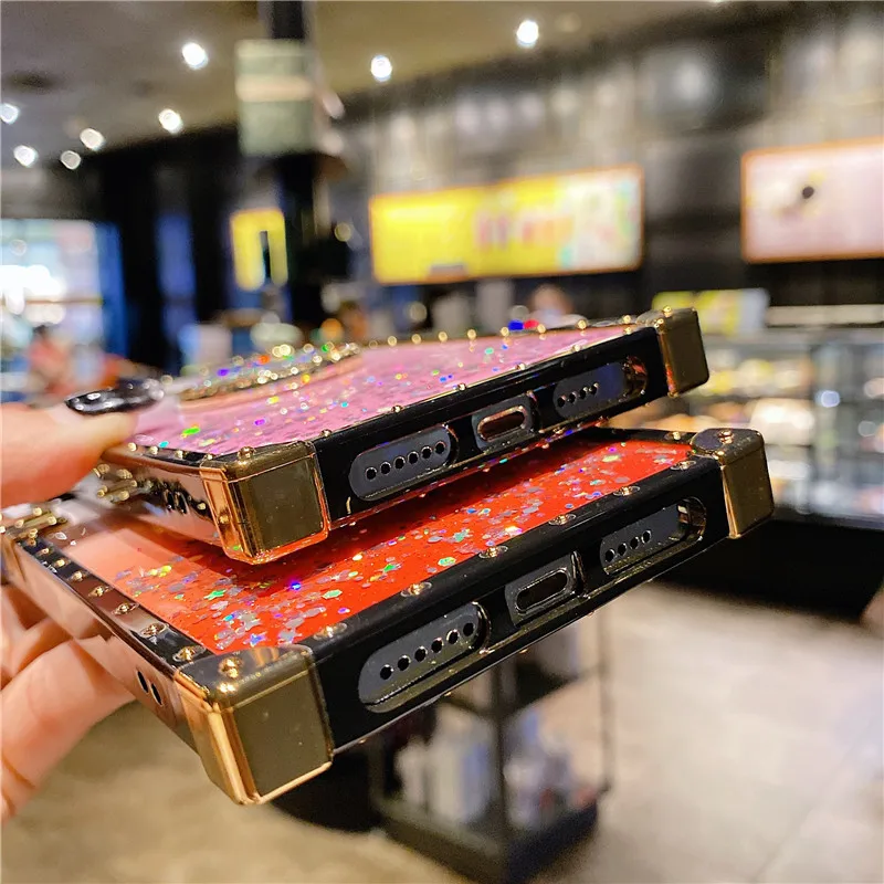 Роскошный блестящий квадратный чехол градиентного цвета для iPhone 13 12 Mini 11 Pro XS Max X XR