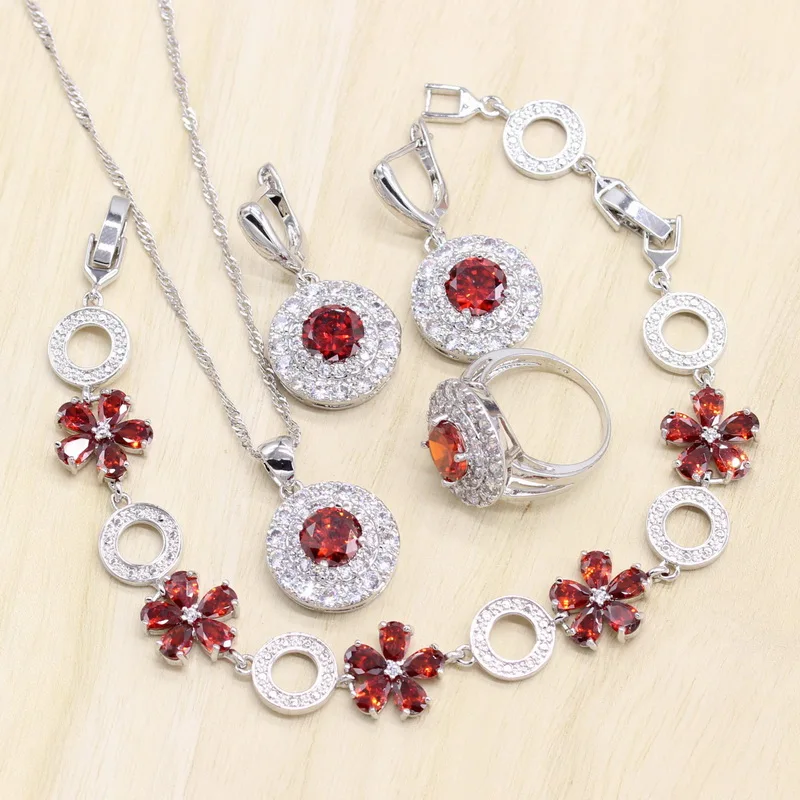 Классические круглые красные кубического циркония для женщин вежливое 925