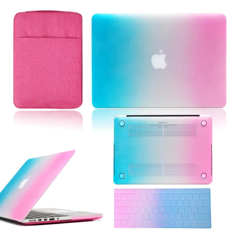 Rainbow KK&LL Жесткий Чехол для ноутбука+ сумка+ чехол для клавиатуры-Apple MacBook Air Pro retina 11 12 13 15 и Air13/Pro 13 15 Touch Bar - Цвет: Rainbow