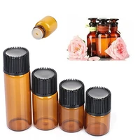 10pcs 122 55ml mini essential oil bottle with orifice reducer cap refillable bottles glass bottle cosmetic containers