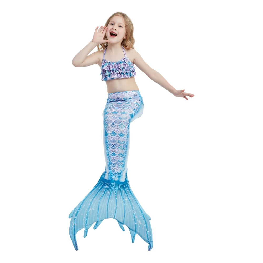 

2021 free shipping Mermaid Tail for girls Swimwear Bikini Set Bathing Suit Costume for birthday party designed high quality