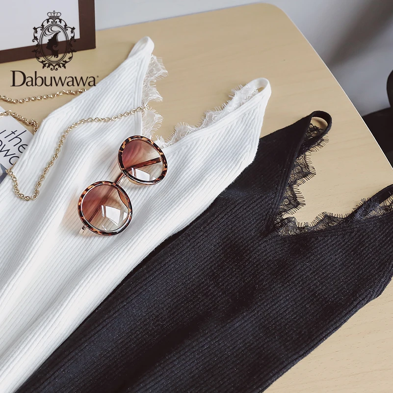 Dabuwawa, современная женская уличная одежда, черный, v-образный вырез, толстый ремешок, ребристая вязка, без рукавов, тонкая посадка, простые, Осенние, женские, одноцветные жилеты DN1CCM003
