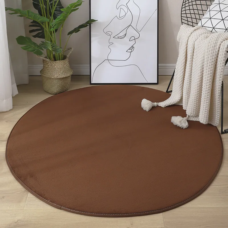 

Pure Purple Round Carpet Yoga Mat Garden Study Hanging Basket Mat Soft And Comfortable Bedroom Rug