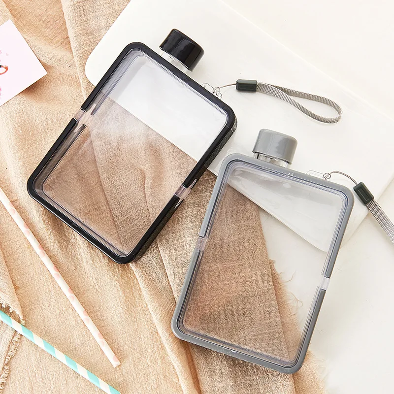 

Portable Flat Water Glass Paper Water Bottle With Rope 380ml Personality Sports Bottle Square Simple Portable Fitness Cup