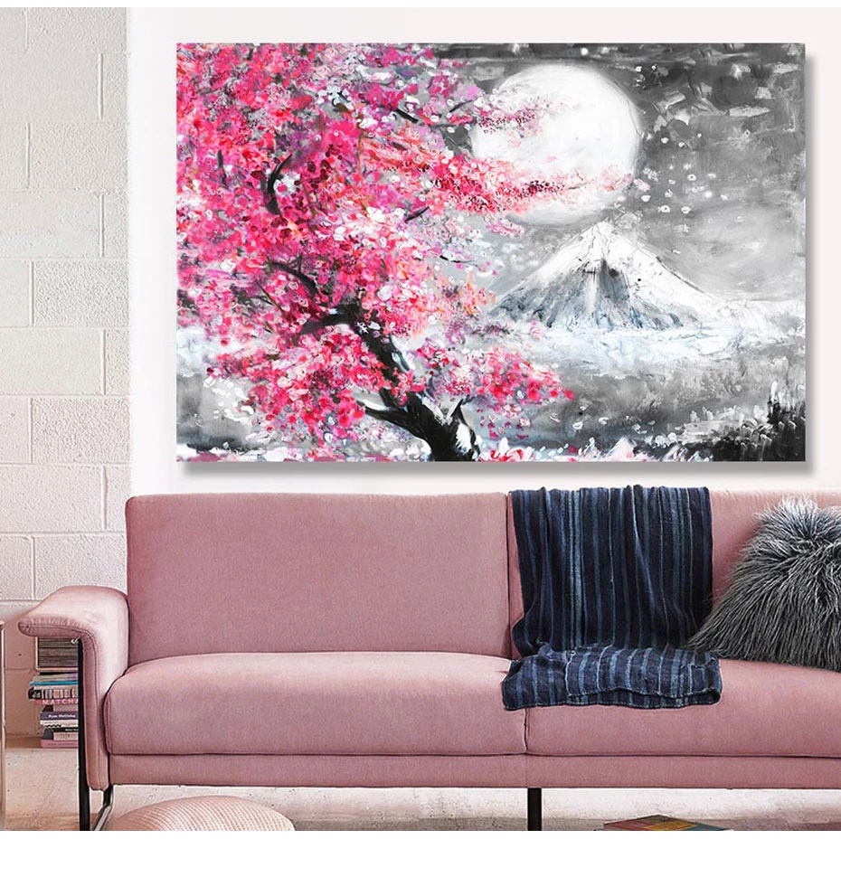 Крепление Fuji Cherry Blossom пейзаж Япония холст настенная живопись искусство плакат масляные принты картины для гостиной кухни домашний декор