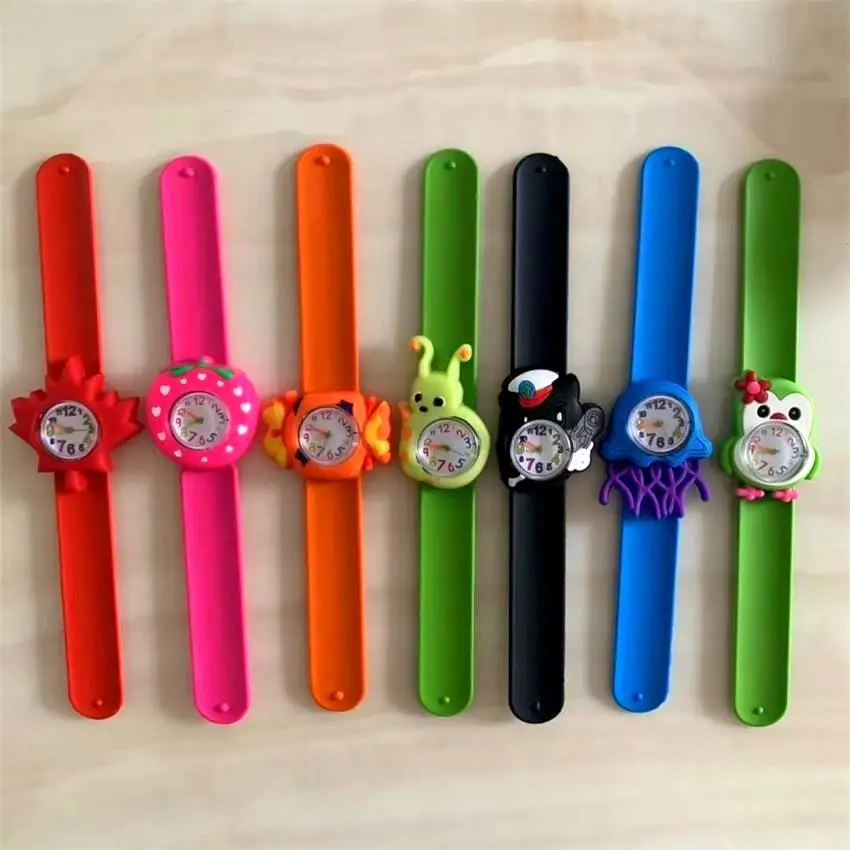 30 Cartoon Styles Children Kids Quartz Wrist Watches Colorful Bend Slap Strap Kids Watch Girl Boy Christmas Party Gift Clock