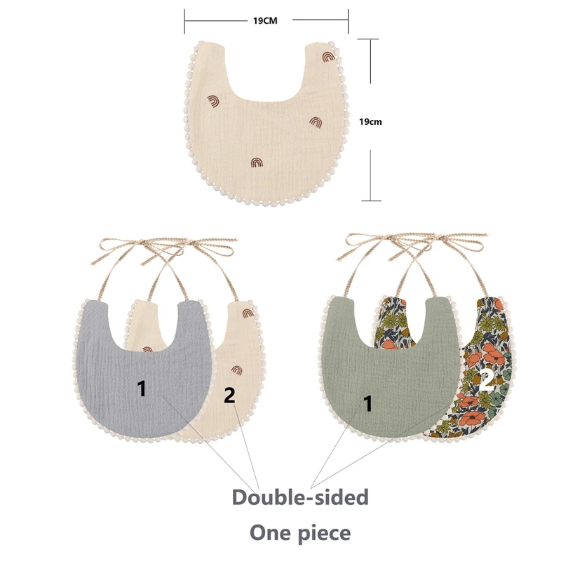 

03KD Super Soft Absorbent Feeding Bibs Newborn Saliva Towel with 2 Bowknot Hairband