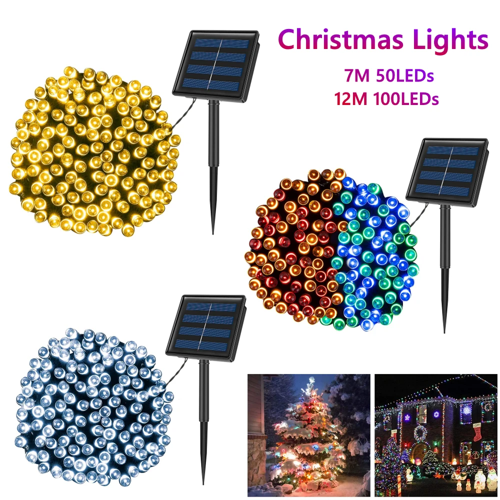 

50/100 LEDs Solar Christmas Decoration Light 8 Modes Garland Fairy String Lights Waterproof Garden Wedding Party Xmas Tree Deco