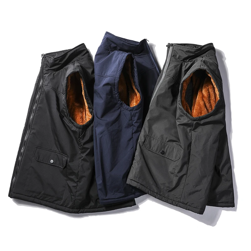 

Men Vest jacket with pocket new Winter vest casual Plush padded vest fleece men's vest middle-aged and elderly vest warm male