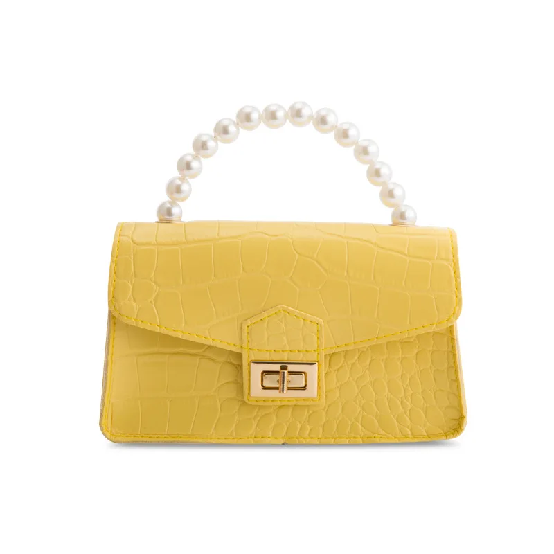 

Pearl Portable Lock Chain Small Square Bag Shoulder Diagonal Mobile Phone Bag