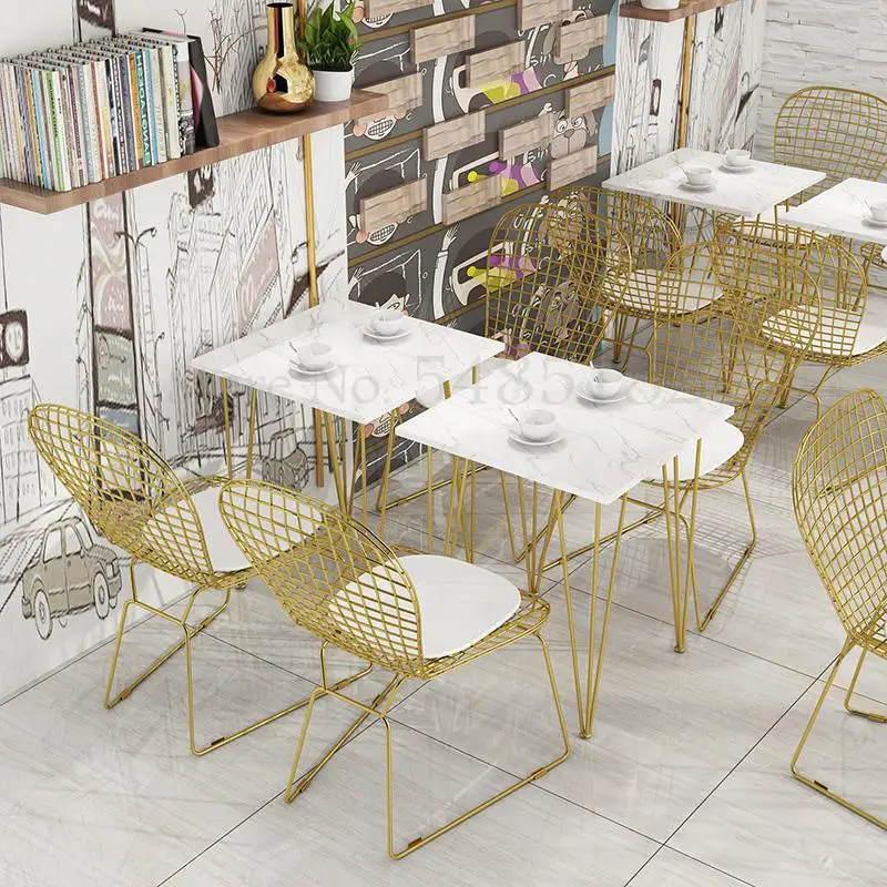 Сетчатые красные столы и стулья мраморный обеденный стол стул чайный магазин