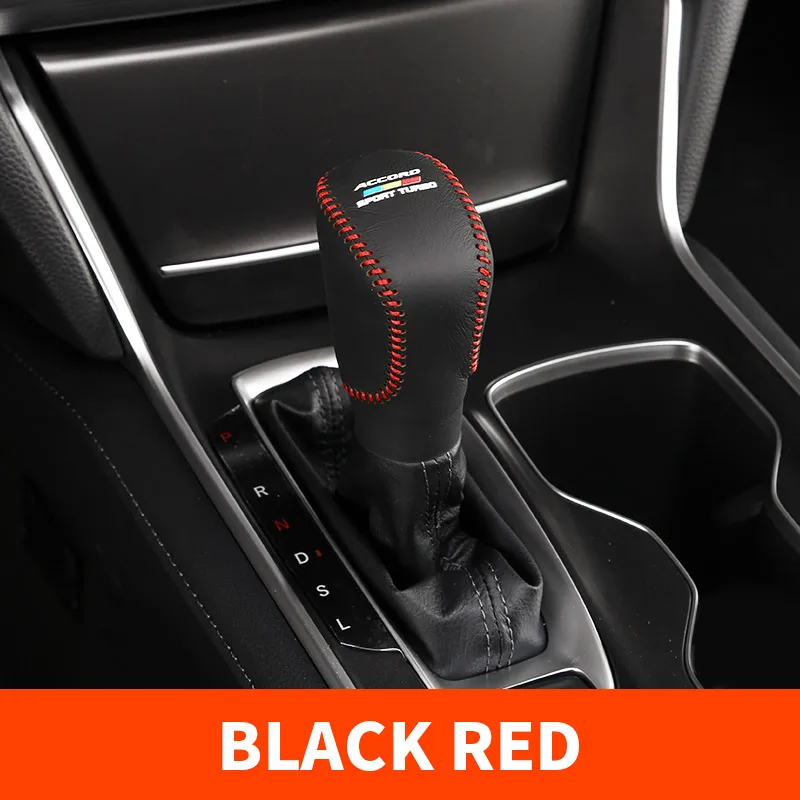 Black red line 1pcs Кожа переключения передач Зубчатый редуктор переключения передач крышка набор передач украшение модификация для Honda Accord 10th - Название цвета: Black red line 1pcs