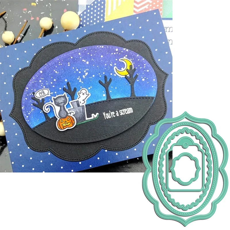 Кружевная овальная рамка металлические режущие штампы Скрапбукинг 2020 тиснение