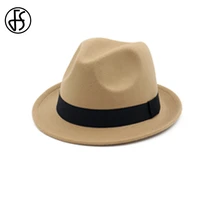 fs fashion jazz cap for men women short brim wool trilby fedora felt hats vintage spring autumn panama black camel red blue hat