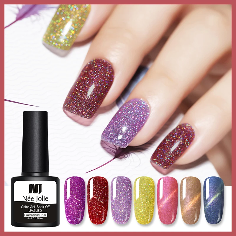 NEE JOLIE 8 мл цветная серия Гель лак для ногтей красный черный замачиваемый нейл арта