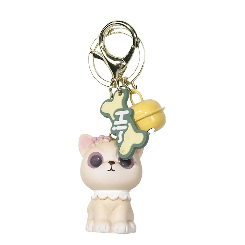 

Fashion Cute Dog Cartoon Cat Pendant Key Rings Kitten Cat Key Chain Shake Head Bell Car Bag Keychains Creative Jewelry Gift