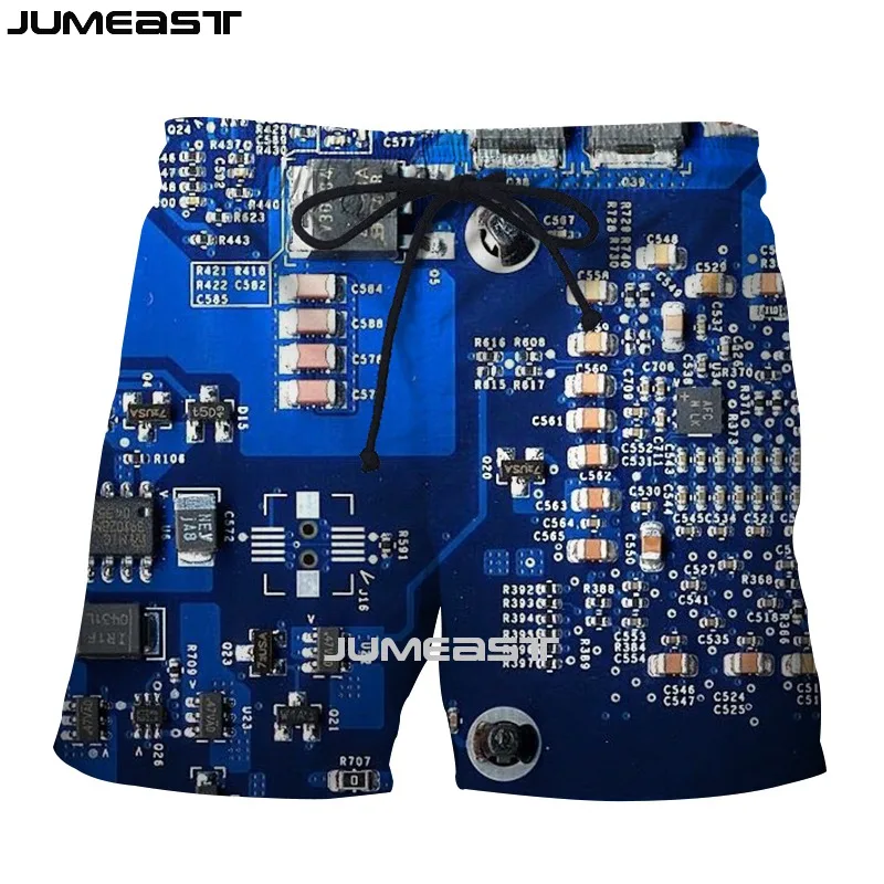 

Jumeast Men Women 3D Electronic Chip Oversized Streetwear Board Shorts Fashion Summer Beach Casual Sweatpants Short Pants