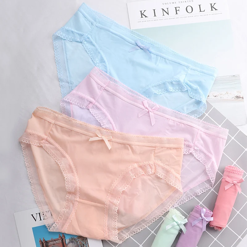 Женские кружевные трусы Elifashion хлопковые с подкладкой и бантом трусики цветочным