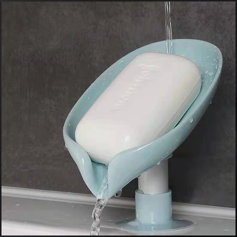 

Leaf Shape Soap Box Drain Soap Holder Box Bathroom Shower Soap Perforated Free Standing Suction Cup Travel Bathroom Accessorie