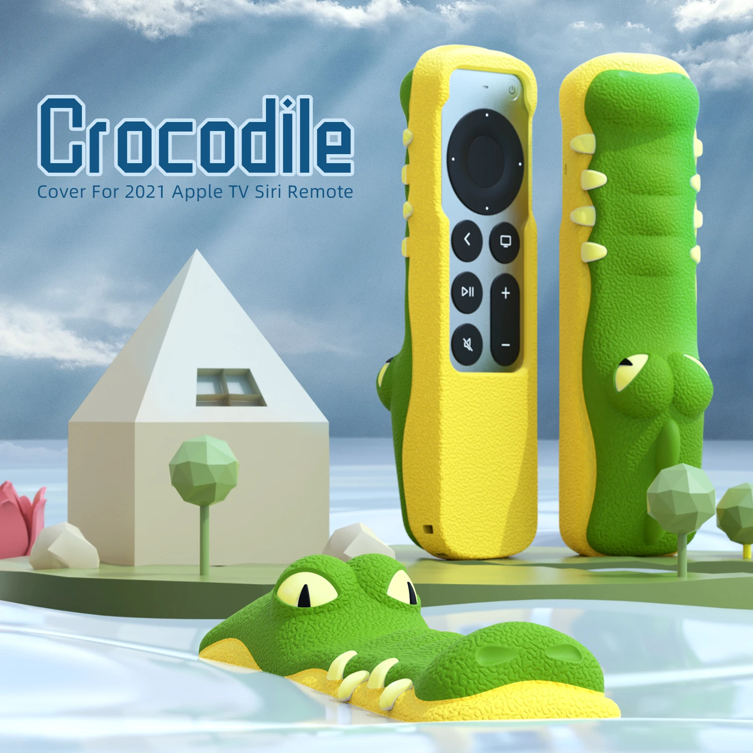 

SIKAI Crocodile Cover for Apple TV 4K Siri Remote 2021 and Compatible with Apple AirTag Protective Shell Remote Control Case