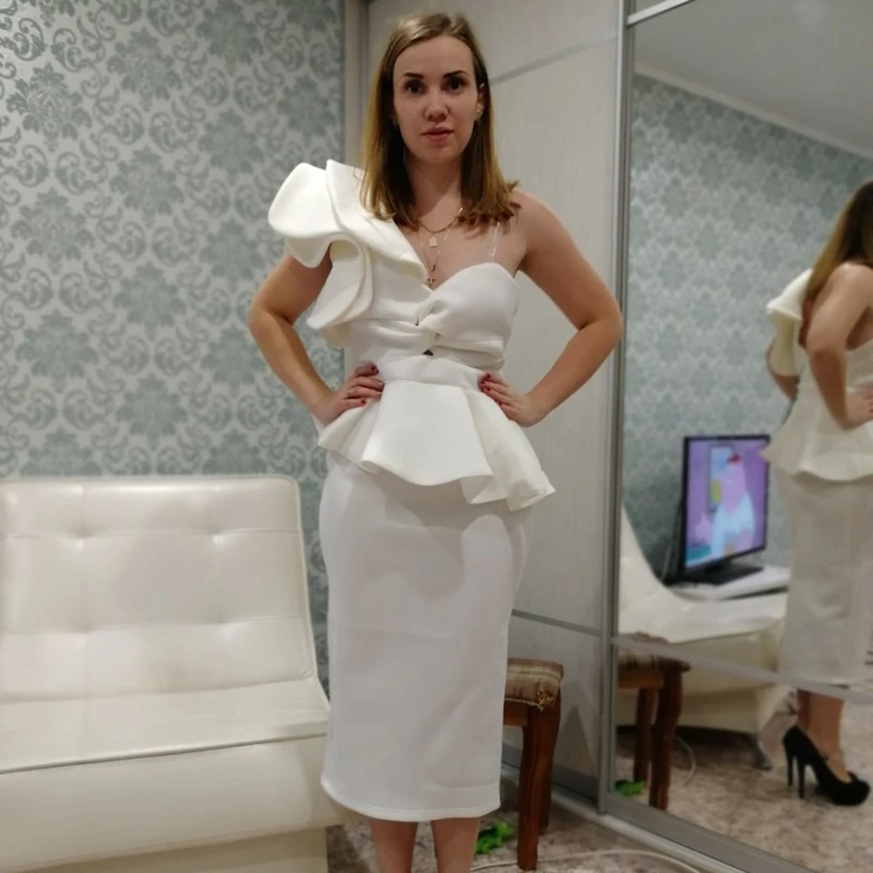 Белое Открытое плечо с оборками хорошего качества Новое поступление 2019