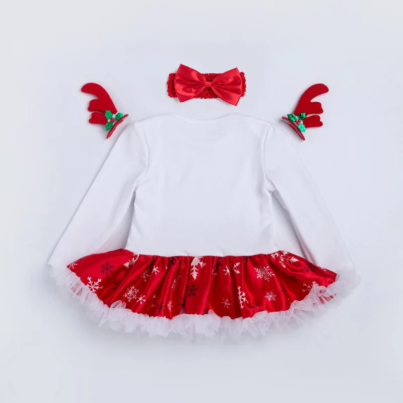 Christmas Baby Girl Clothes Dress Cotton Long Sleeve Children's Skirts Set 0-2 Newborn Four-piece Childen Clothing New Year Gift | Детская